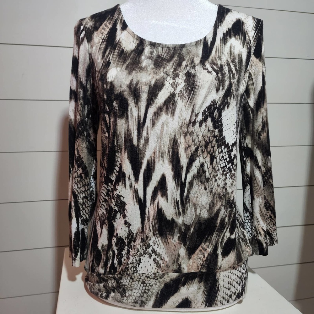 Chico's Top Brown/Cream Size 0